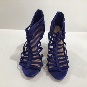 Essex Lane ankle Strap gladiator high heels Blue suede size 8.5 M